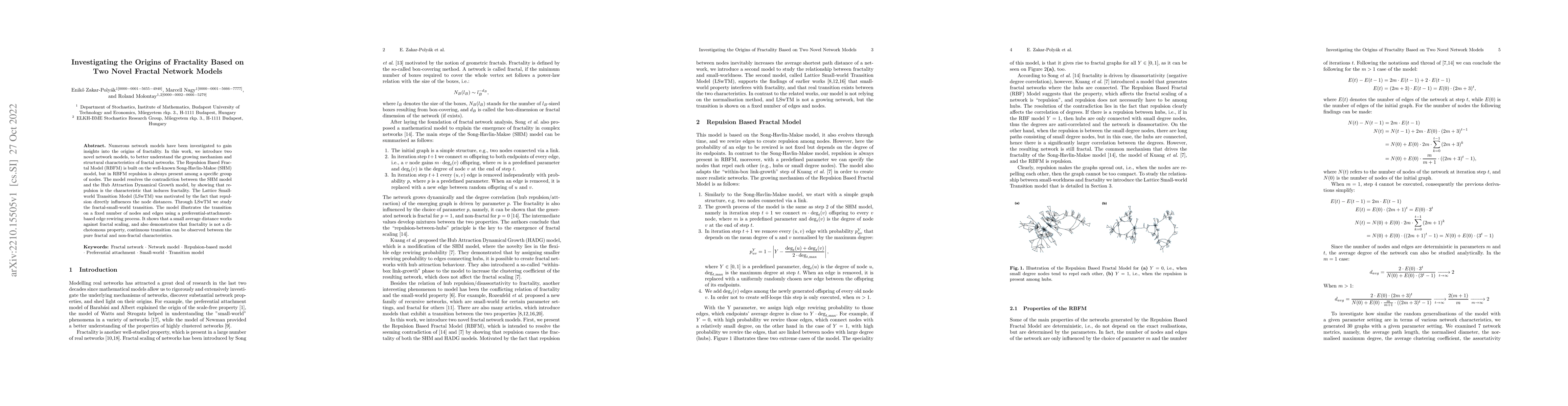 Thumbnail for Investigating the Origins of Fractality Based on Two Novel Fractal
  Network Models