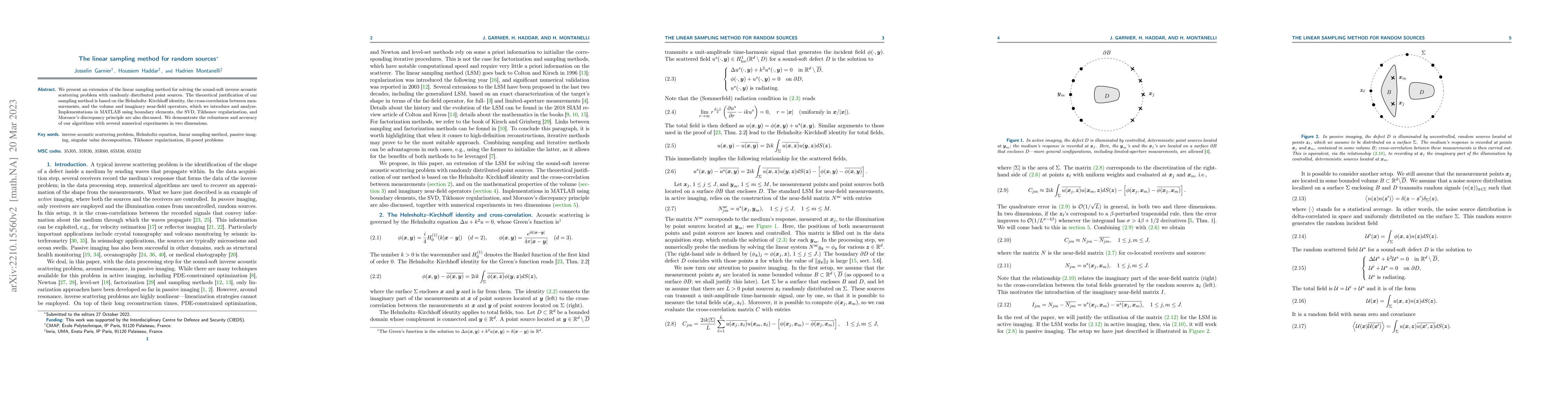 Thumbnail for The linear sampling method for random sources
