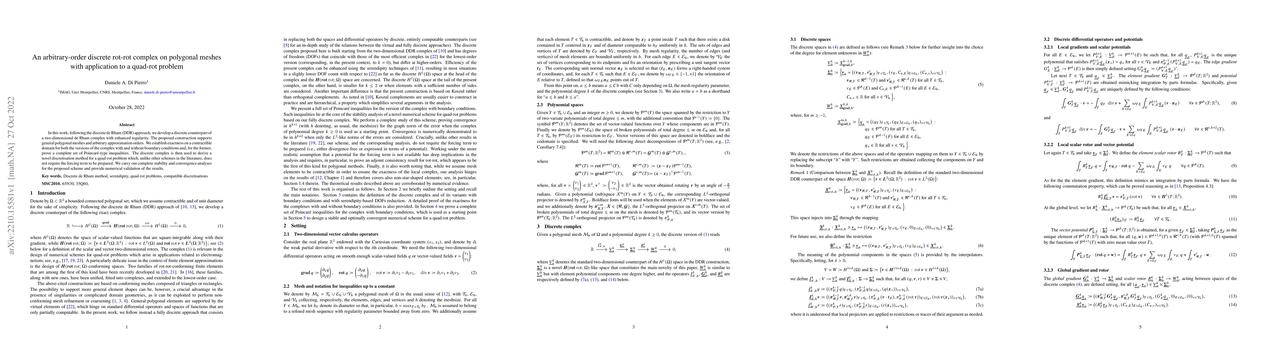 Thumbnail for An arbitrary-order discrete rot-rot complex on polygonal meshes with
  application to a quad-rot problem