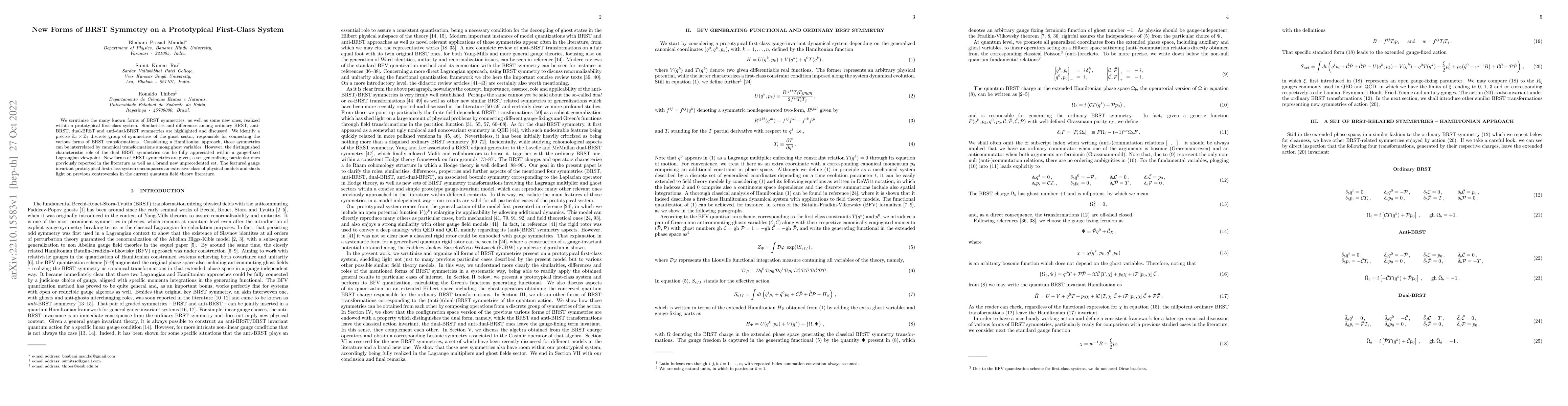 Thumbnail for New Forms of BRST Symmetry on a Prototypical First-Class System