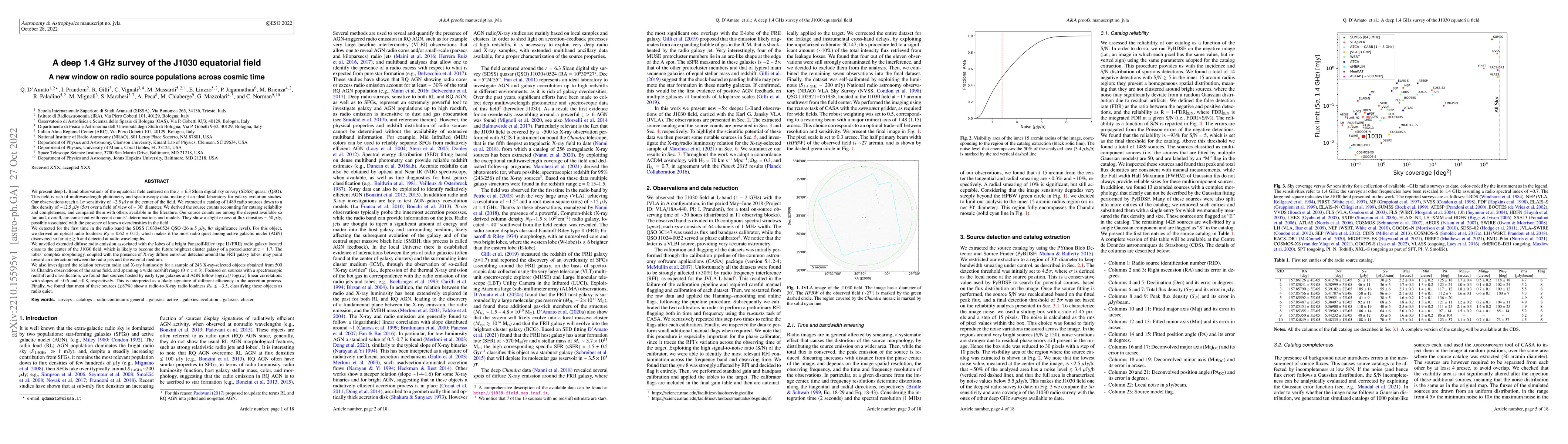 Thumbnail for A deep 1.4 GHz survey of the J1030 equatorial field: a new window on
  radio source populations across cosmic time