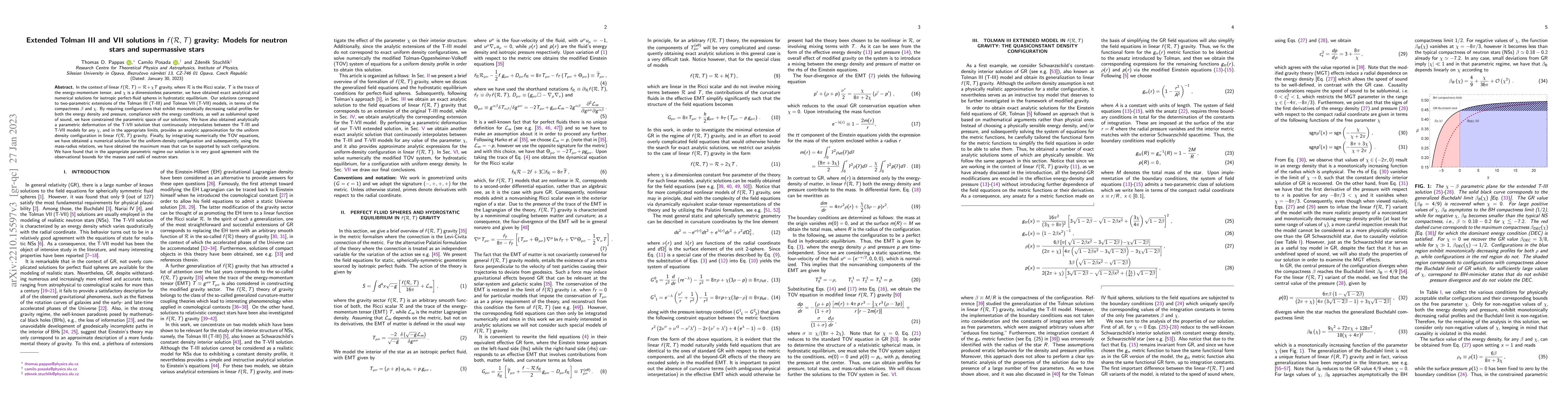 Thumbnail for Extended Tolman III and VII solutions in $f(\mathcal{R},T)$ gravity:
  Models for neutron stars and supermassive stars