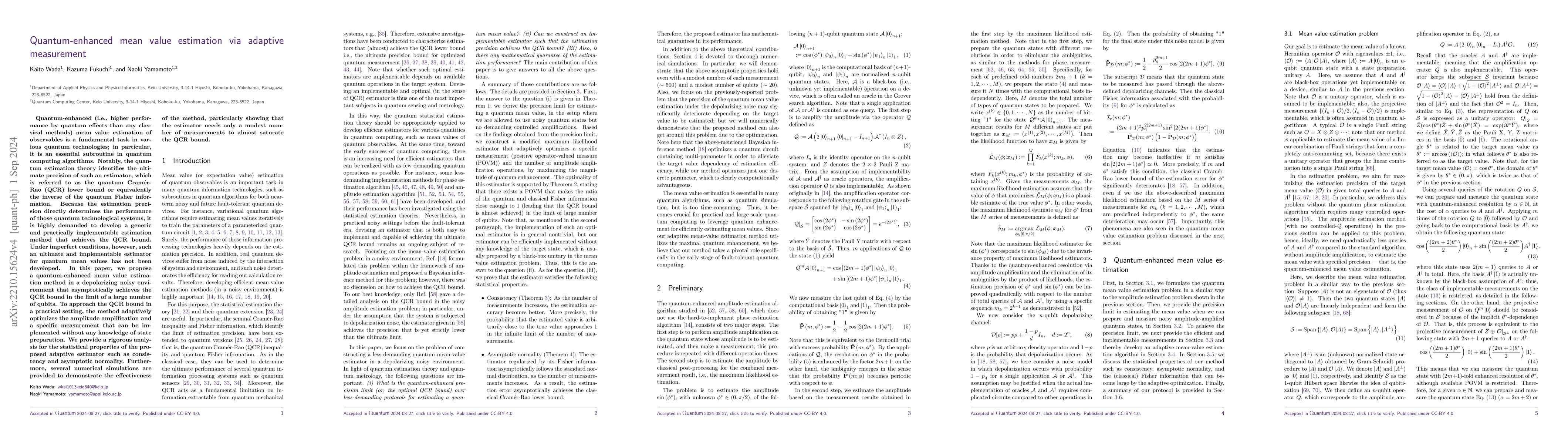 Thumbnail for Quantum-enhanced mean value estimation via adaptive measurement