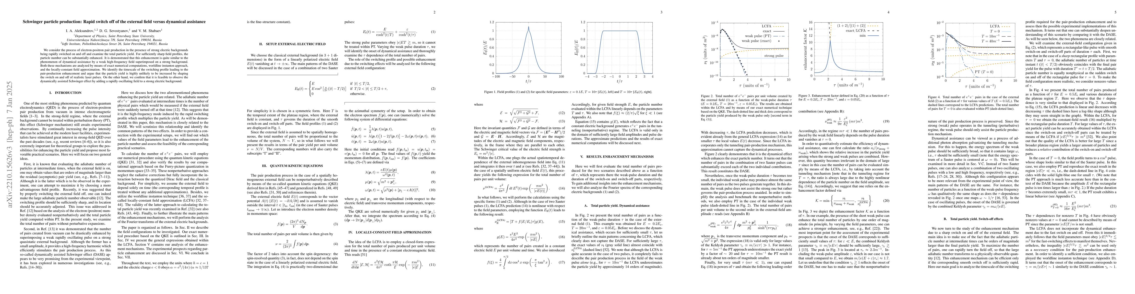 Thumbnail for Schwinger particle production: rapid switch off of the external field
  versus dynamical assistance