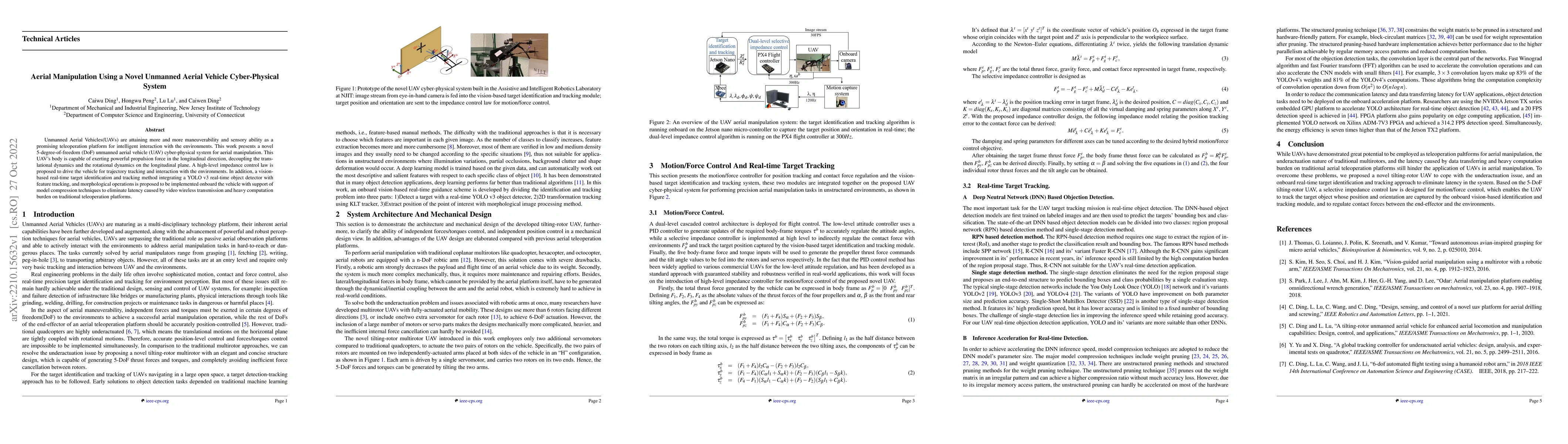 Thumbnail for Aerial Manipulation Using a Novel Unmanned Aerial Vehicle Cyber-Physical
  System