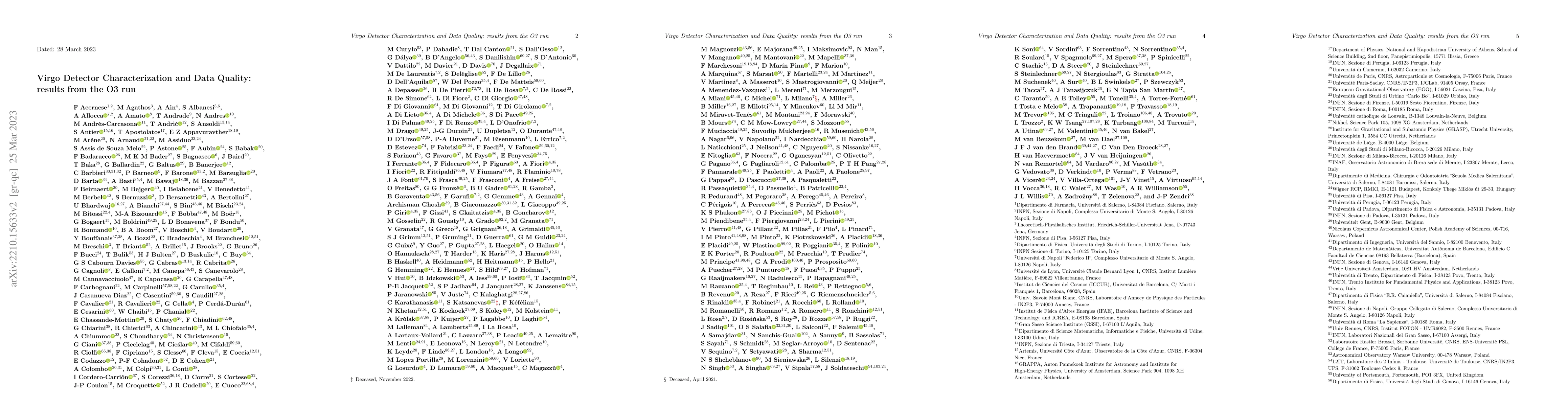 Thumbnail for Virgo Detector Characterization and Data Quality: results from the O3
  run