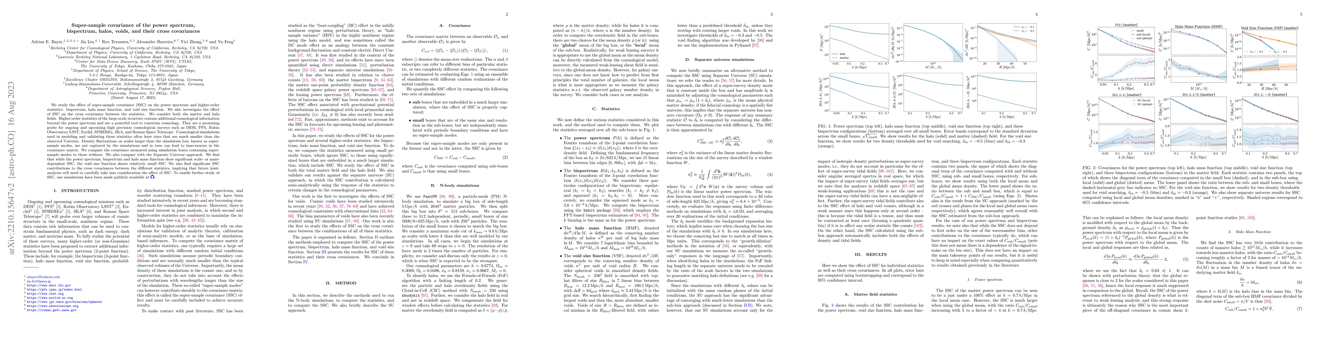 Thumbnail for Super-sample covariance of the power spectrum, bispectrum, halos, voids,
  and their cross covariances