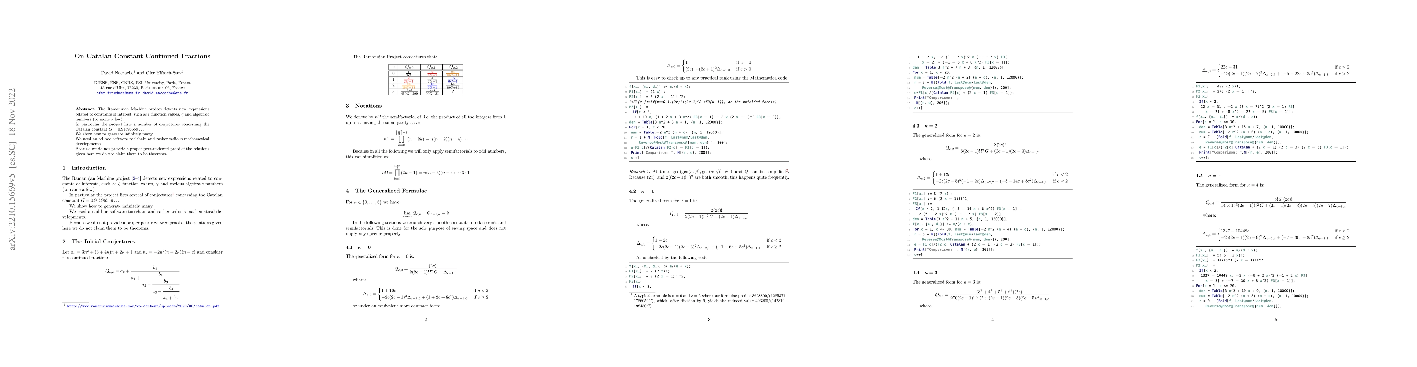 Thumbnail for On Catalan Constant Continued Fractions