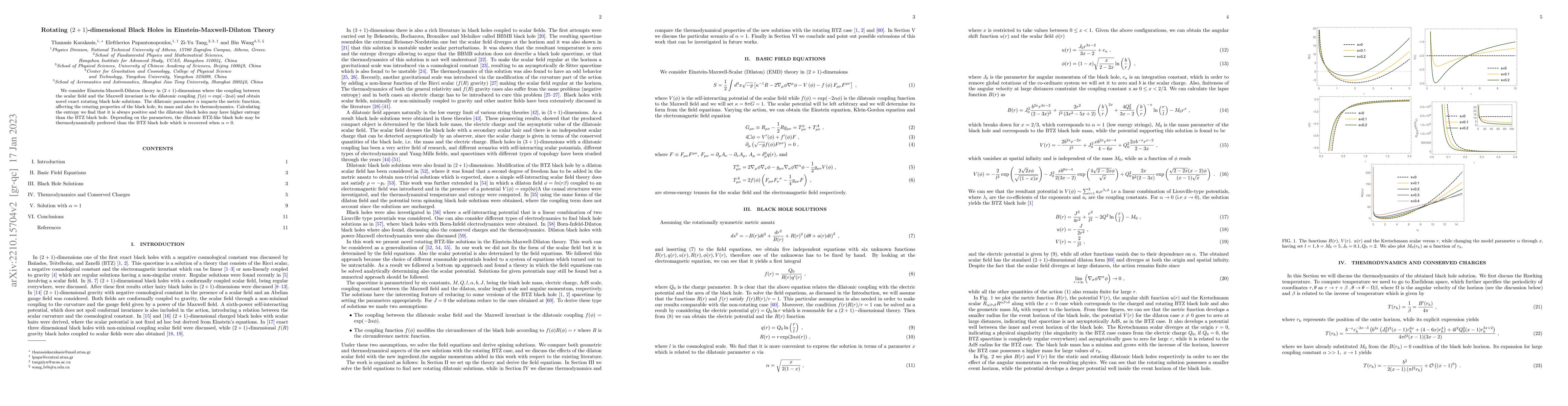 Thumbnail for Rotating $(2+1)$-dimensional Black Holes in Einstein-Maxwell-Dilaton
  Theory