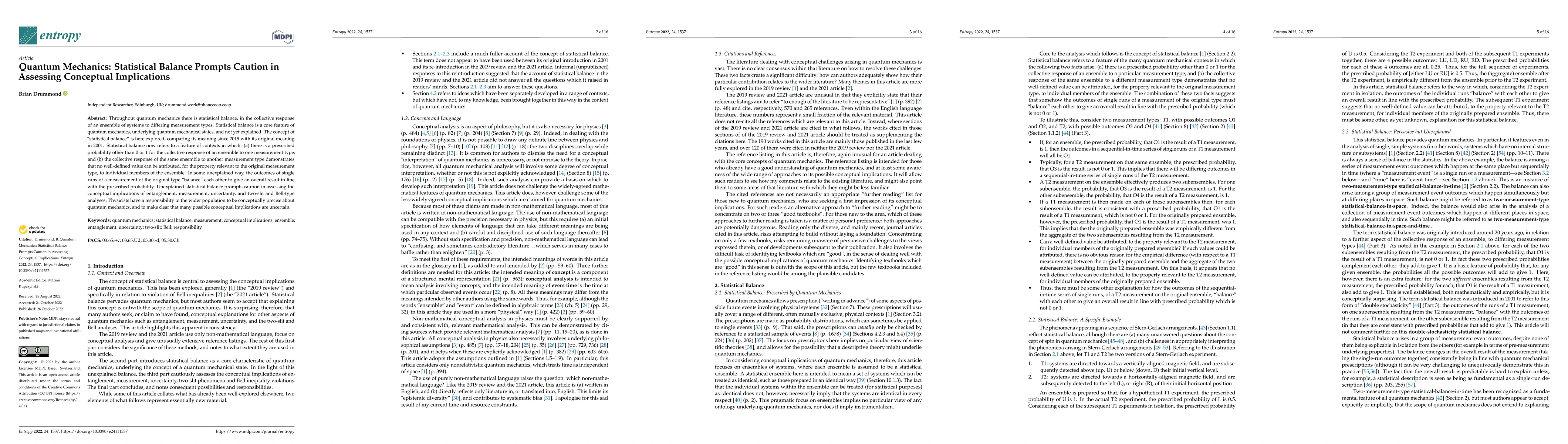 Thumbnail for Quantum Mechanics: Statistical Balance Prompts Caution in Assessing
  Conceptual Implications