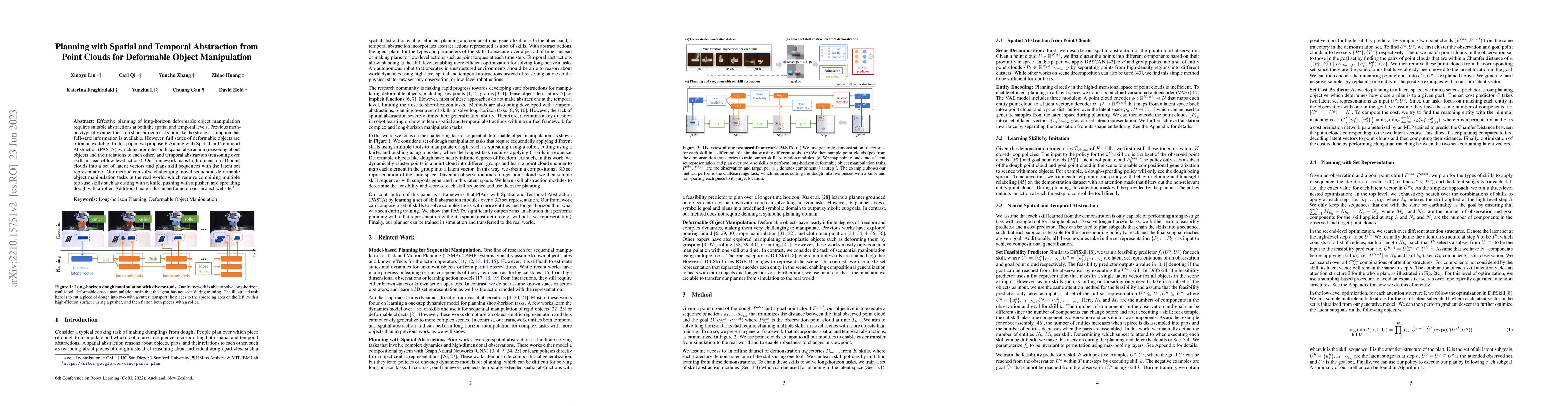Thumbnail for Planning with Spatial-Temporal Abstraction from Point Clouds for
  Deformable Object Manipulation