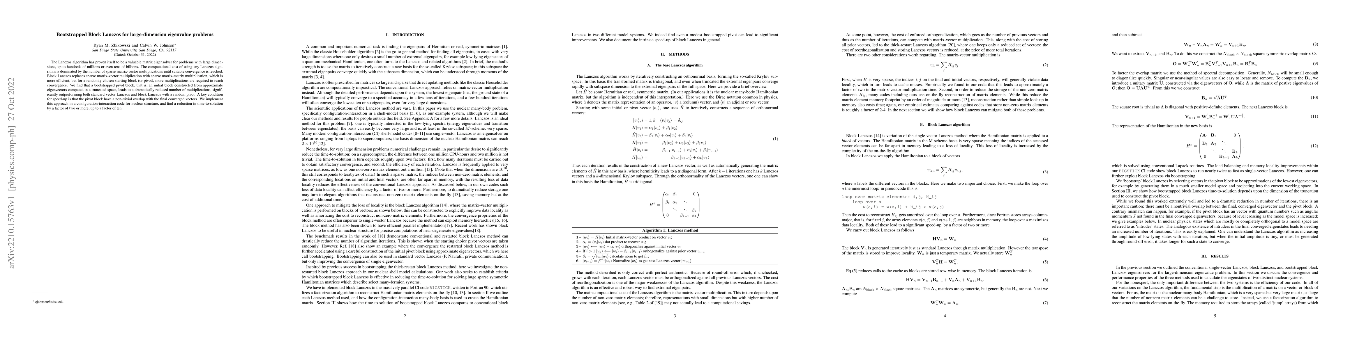 Thumbnail for Bootstrapped Block Lanczos for large-dimension eigenvalue problems
