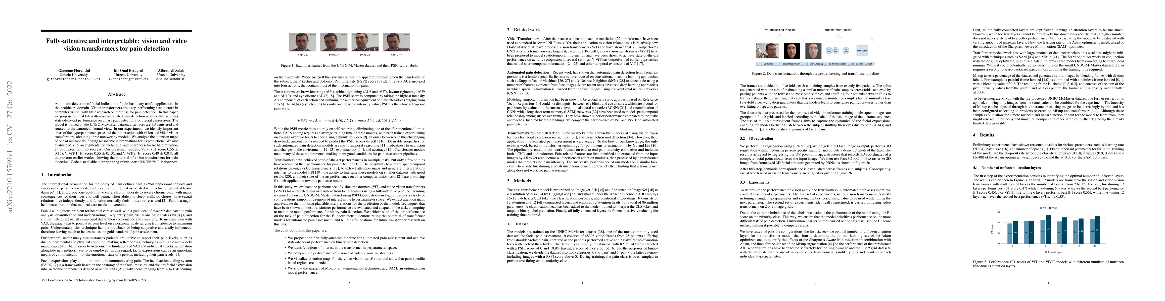 Thumbnail for Fully-attentive and interpretable: vision and video vision transformers
  for pain detection