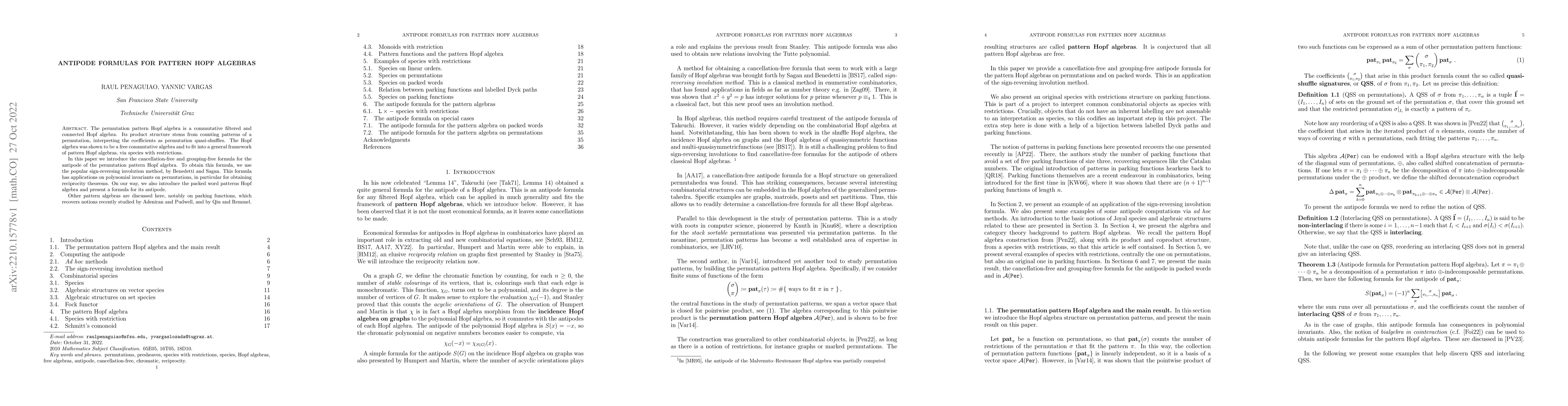 Thumbnail for Antipode formulas for pattern Hopf algebras