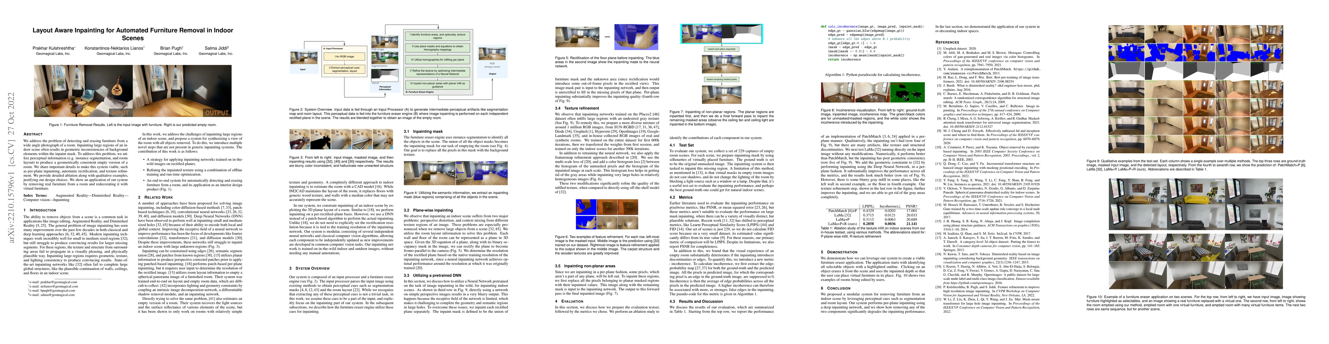 Thumbnail for Layout Aware Inpainting for Automated Furniture Removal in Indoor Scenes