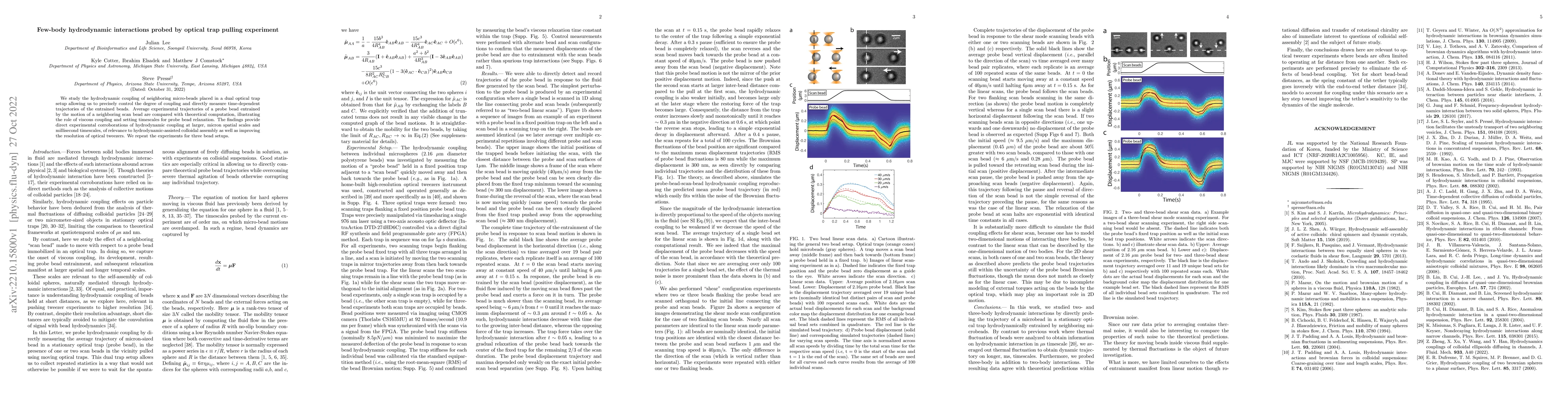 Thumbnail for Few-body hydrodynamic interactions probed by optical trap pulling
  experiment