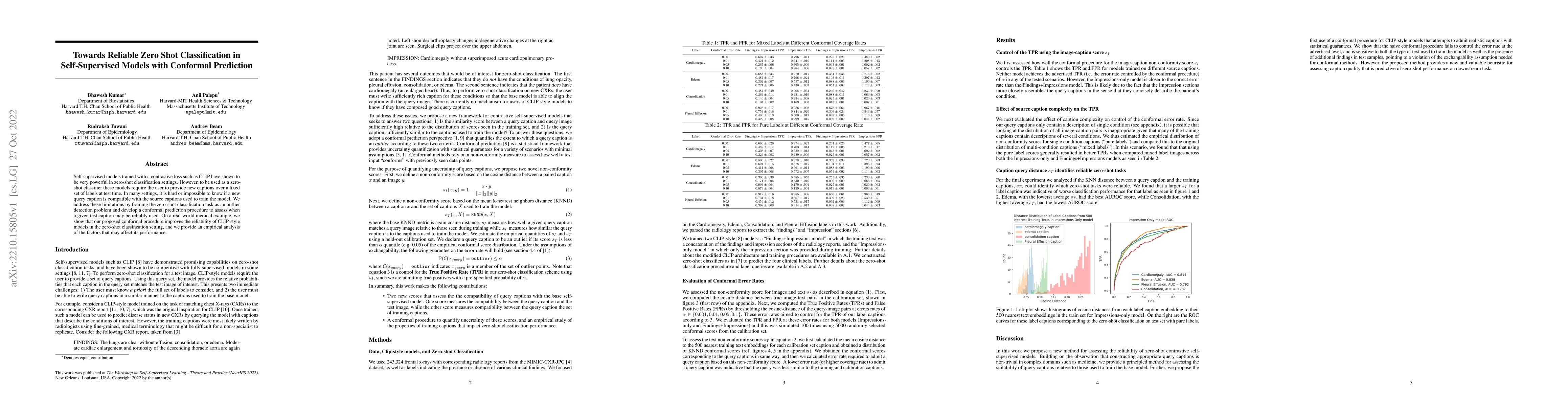 Thumbnail for Towards Reliable Zero Shot Classification in Self-Supervised Models with
  Conformal Prediction