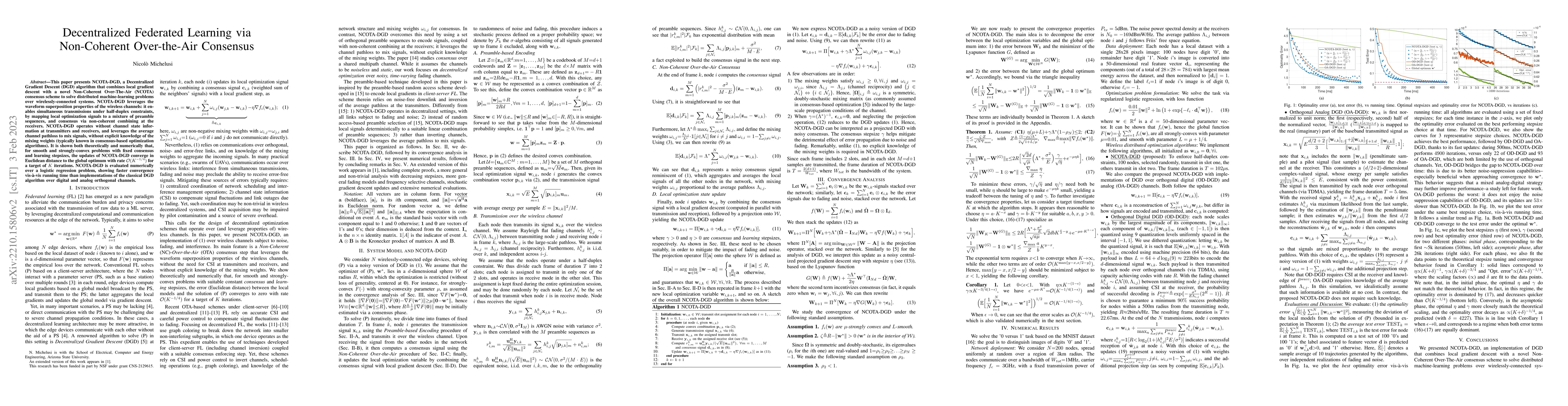 Thumbnail for Decentralized Federated Learning via Non-Coherent Over-the-Air Consensus