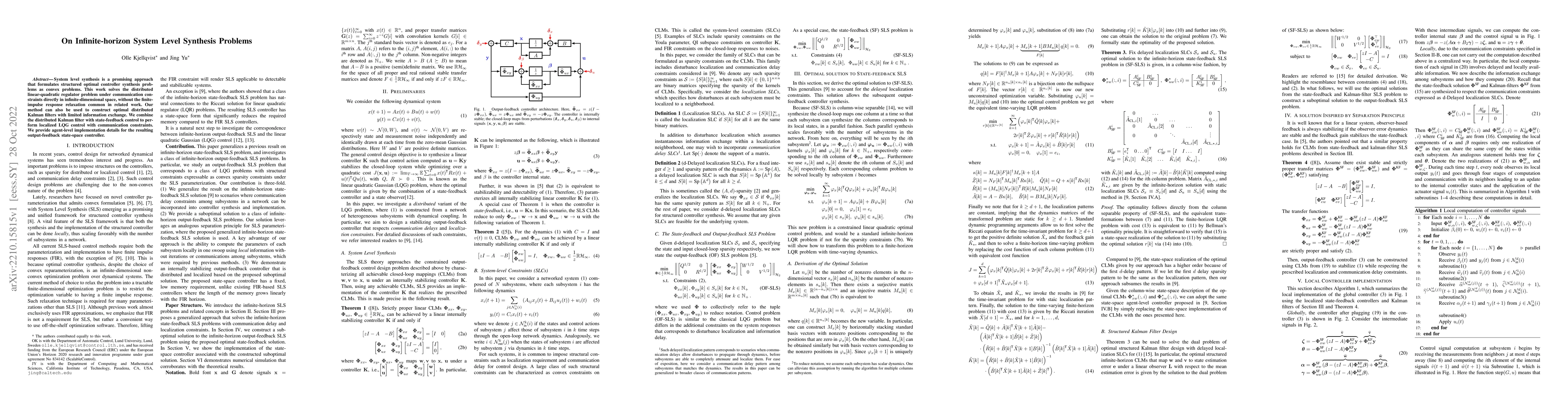 Thumbnail for On Infinite-horizon System Level Synthesis Problems