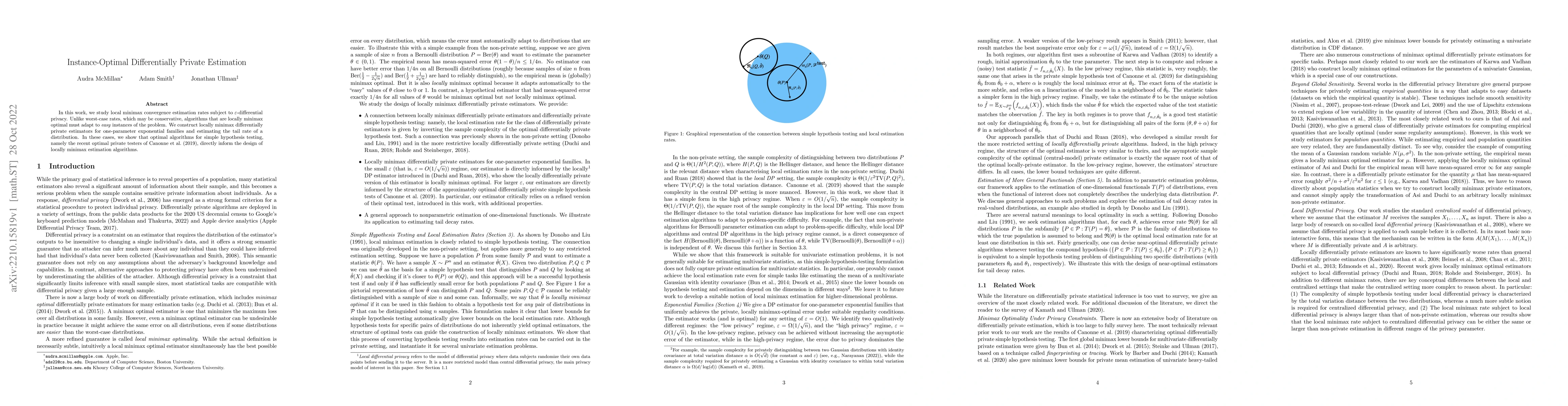 Thumbnail for Instance-Optimal Differentially Private Estimation