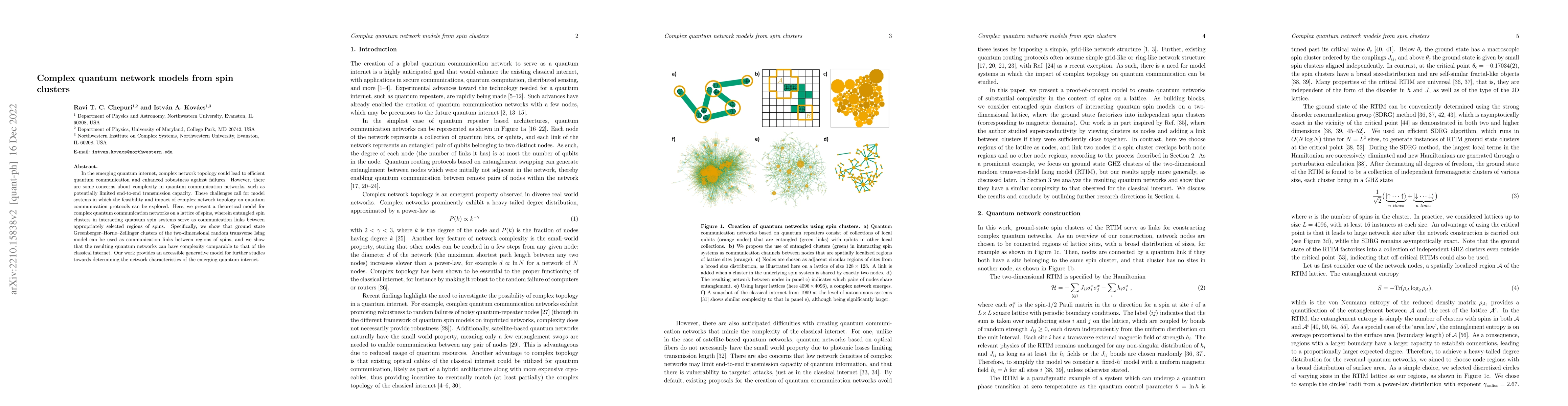 Thumbnail for Complex quantum network models from spin clusters