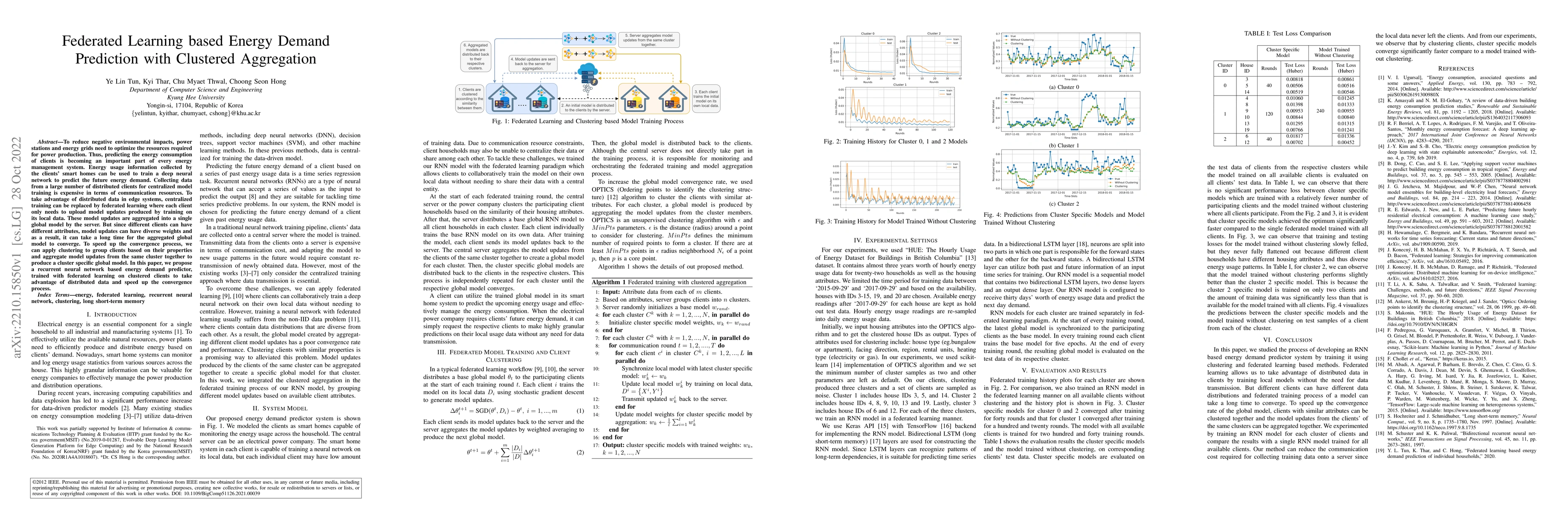 Thumbnail for Federated Learning based Energy Demand Prediction with Clustered
  Aggregation