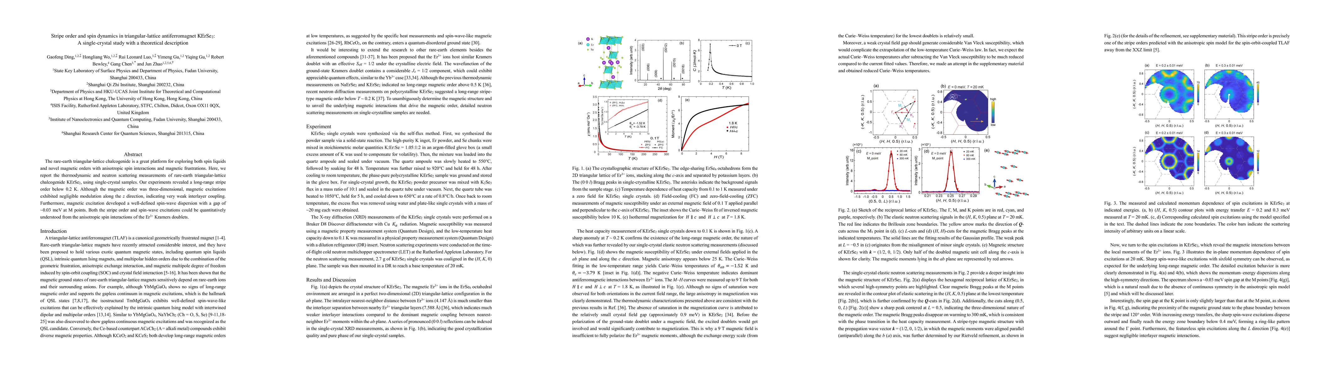 Thumbnail for Stripe order and spin dynamics in triangular-lattice antiferromagnet
  KErSe$_{2}$: A single-crystal study with a theoretical description