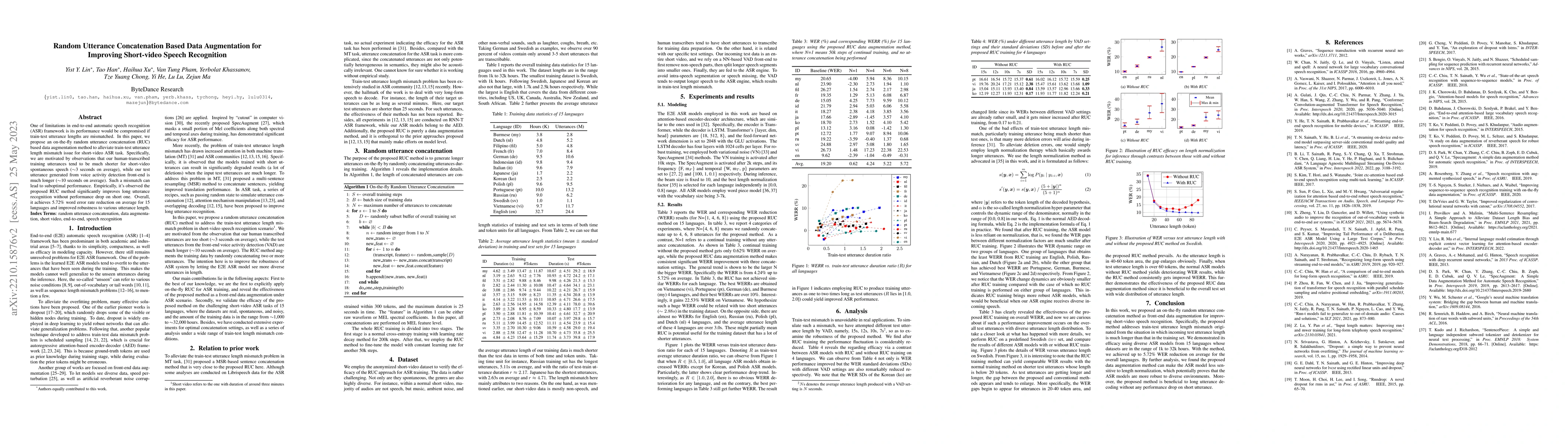 Thumbnail for Random Utterance Concatenation Based Data Augmentation for Improving
  Short-video Speech Recognition