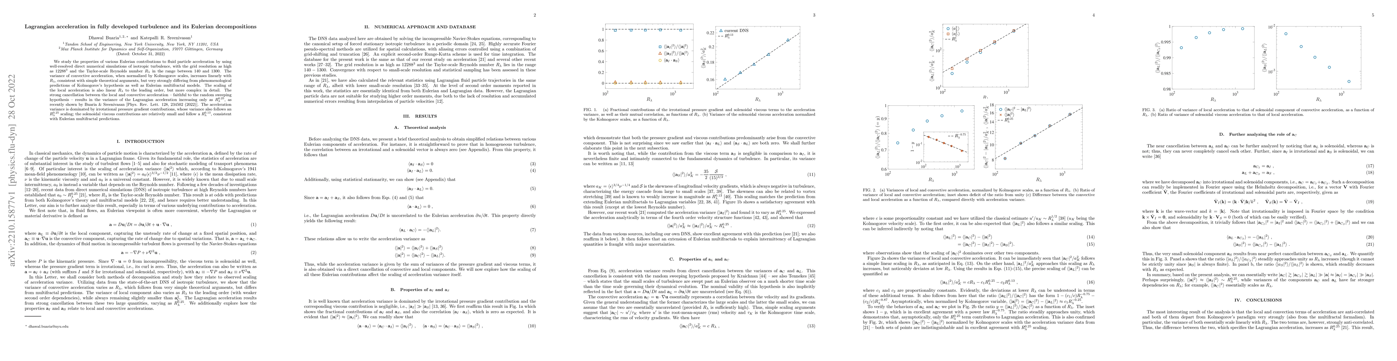 Thumbnail for Lagrangian acceleration in fully developed turbulence and its Eulerian
  decompositions