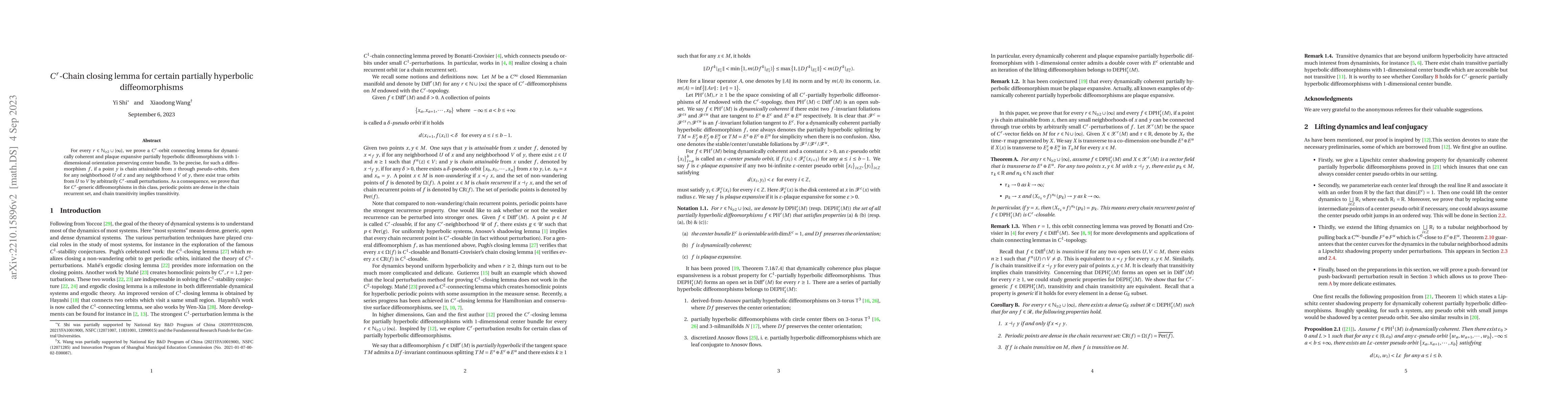 Thumbnail for $C^r$-Chain closing lemma for certain partially hyperbolic
  diffeomorphisms