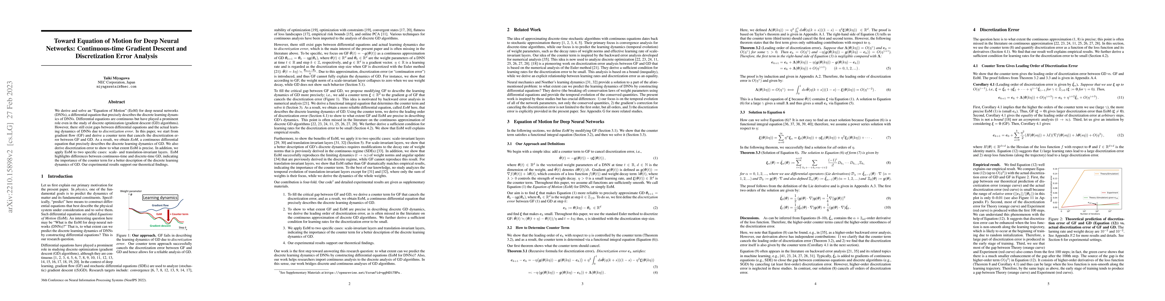 Thumbnail for Toward Equation of Motion for Deep Neural Networks: Continuous-time
  Gradient Descent and Discretization Error Analysis