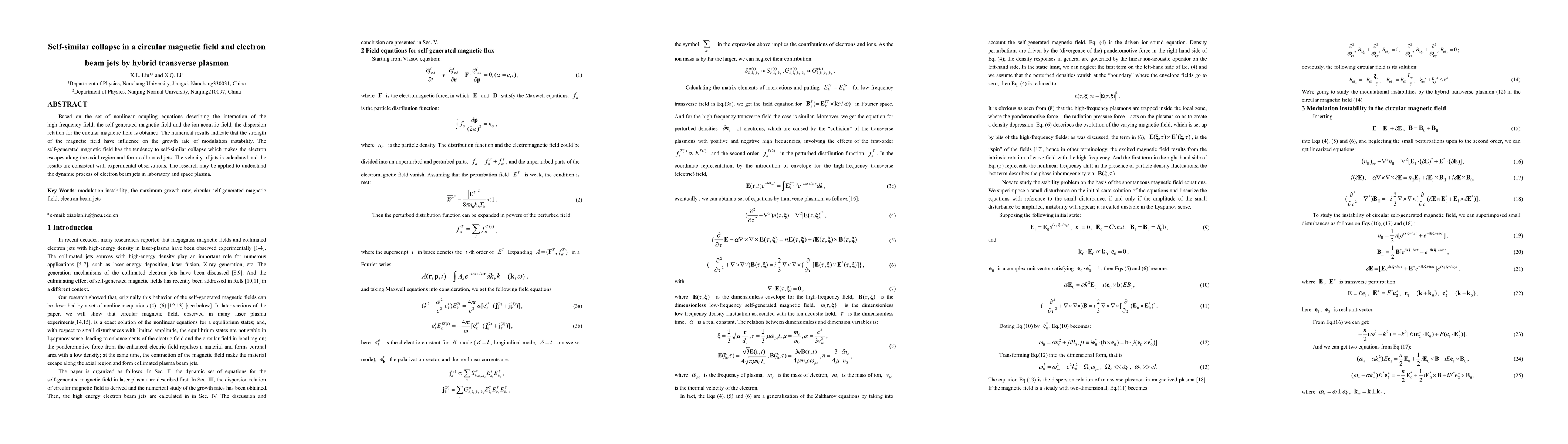 Thumbnail for Self-similar collapse in a circular magnetic field and electron beam
  jets by hybrid transverse plasmon