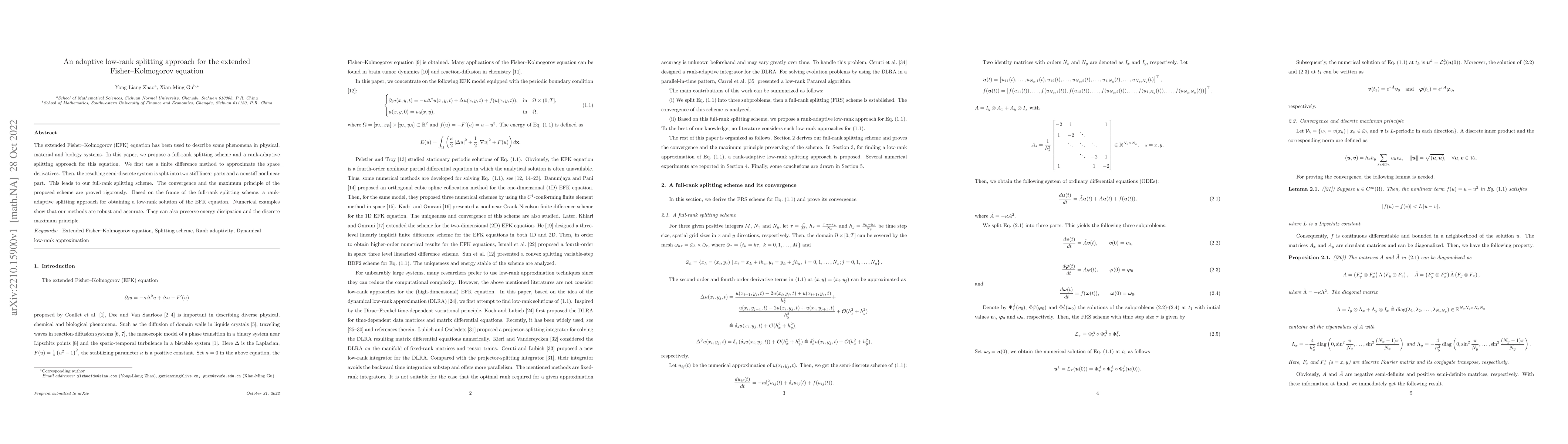 Thumbnail for An adaptive low-rank splitting approach for the extended
  Fisher--Kolmogorov equation