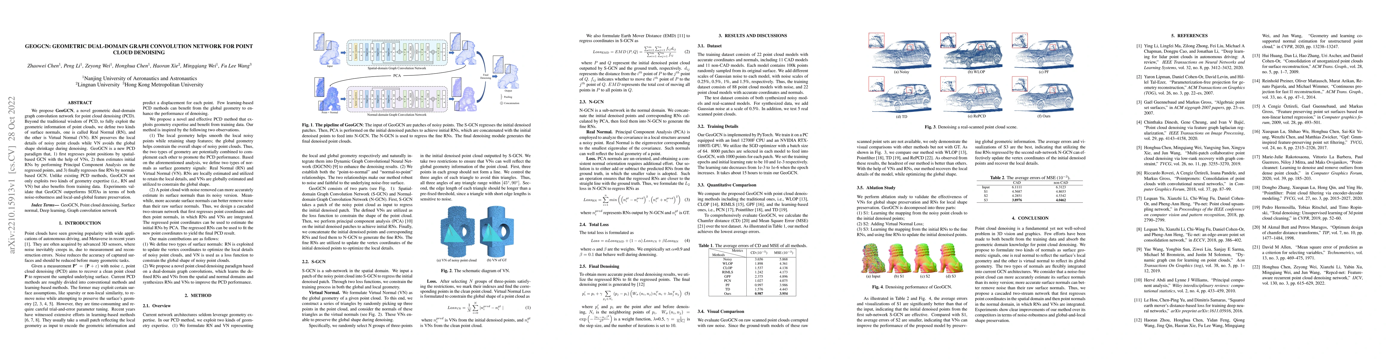 Thumbnail for GeoGCN: Geometric Dual-domain Graph Convolution Network for Point Cloud
  Denoising