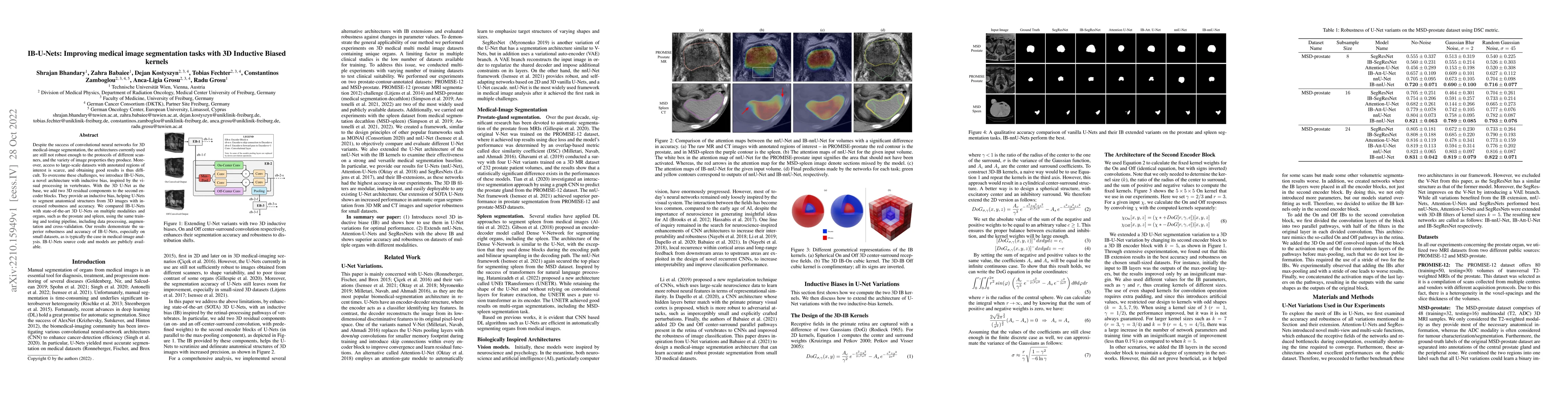 Thumbnail for IB-U-Nets: Improving medical image segmentation tasks with 3D Inductive
  Biased kernels
