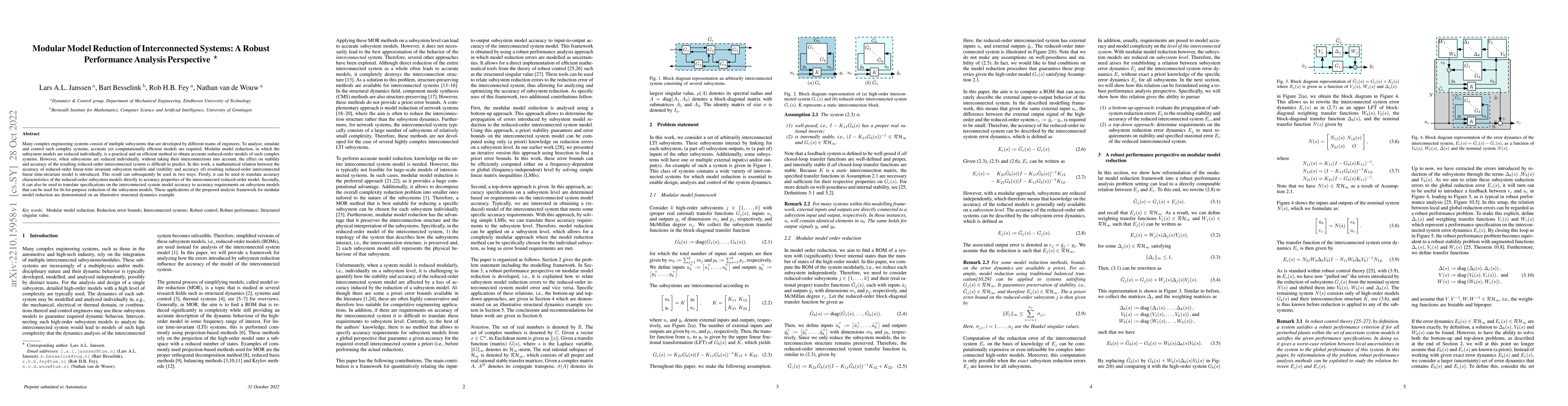 Thumbnail for Modular Model Reduction of Interconnected Systems: A Robust Performance
  Analysis Perspective