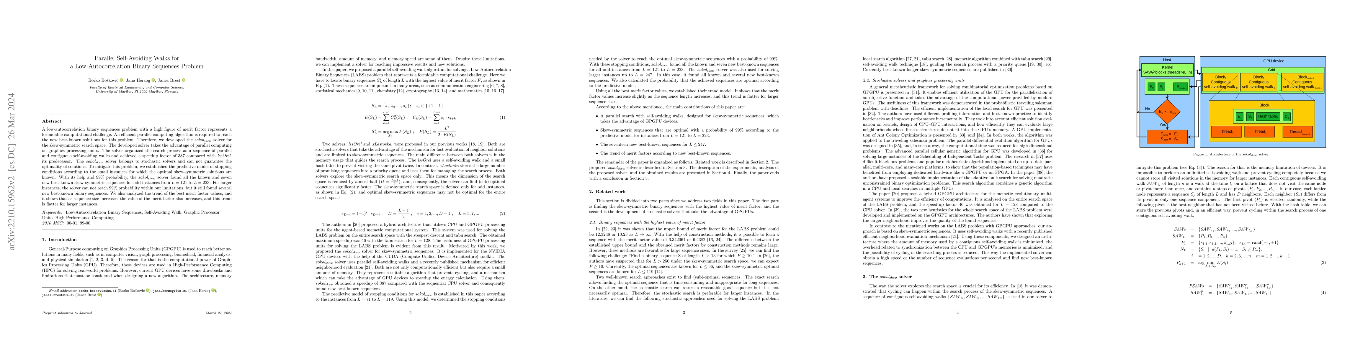 Thumbnail for Parallel Self-Avoiding Walks for a Low-Autocorrelation Binary Sequences
  Problem