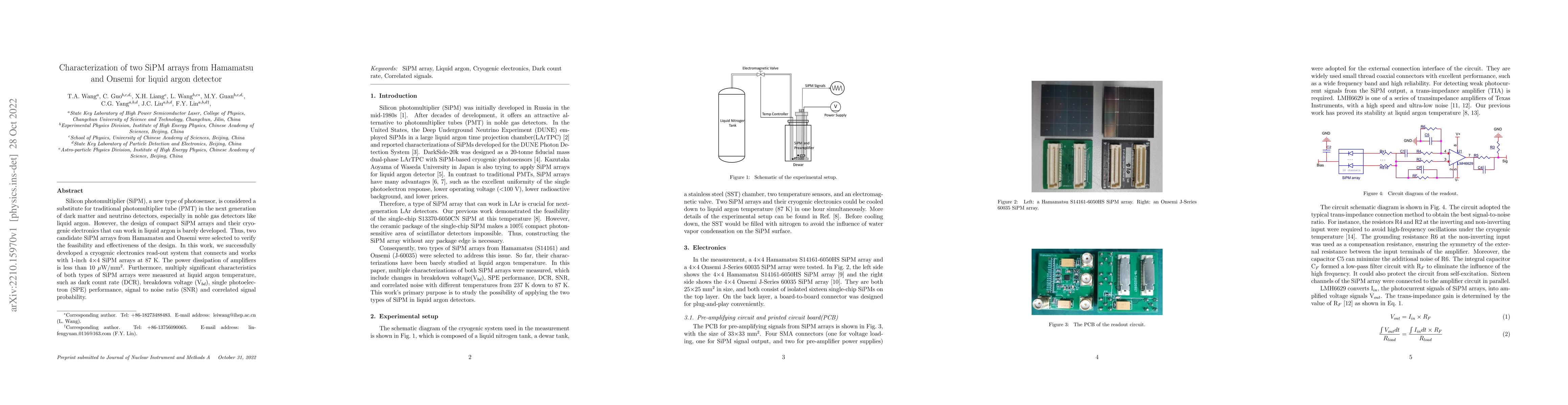 Thumbnail for Characterization of two SiPM arrays from Hamamatsu and Onsemi for liquid
  argon detector