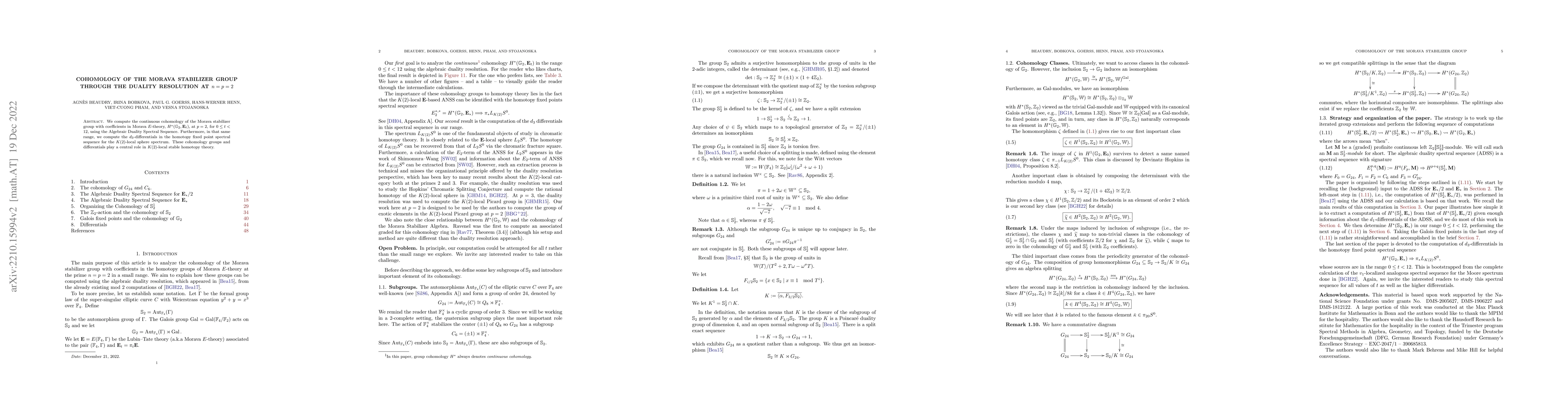 Thumbnail for Cohomology of the Morava stabilizer group through the duality resolution
  at $n=p=2$