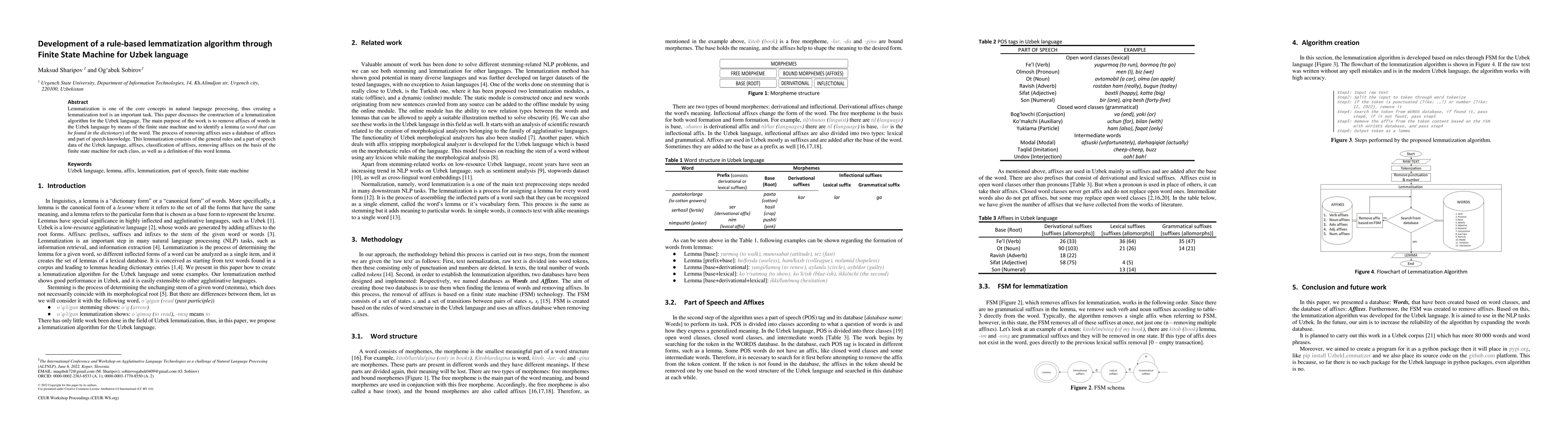 Thumbnail for Development of a rule-based lemmatization algorithm through Finite State
  Machine for Uzbek language