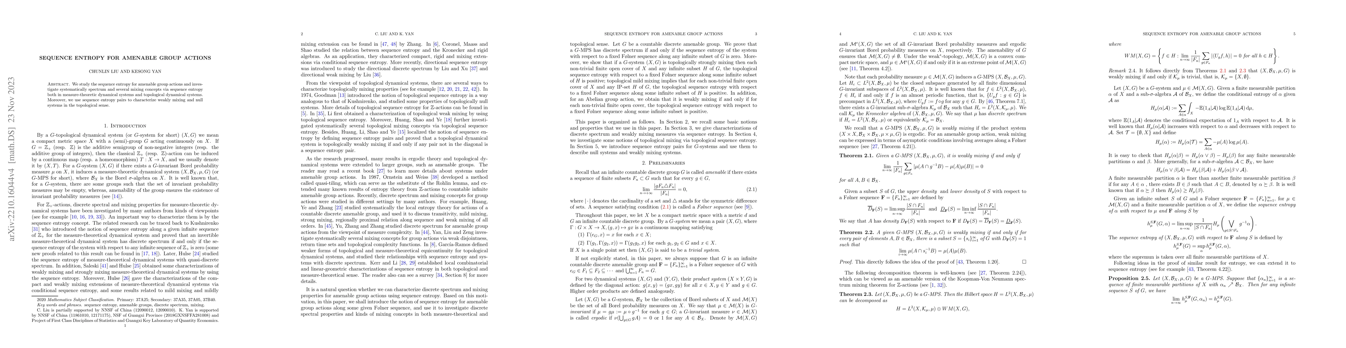 Thumbnail for Sequence entropy for amenable group actions