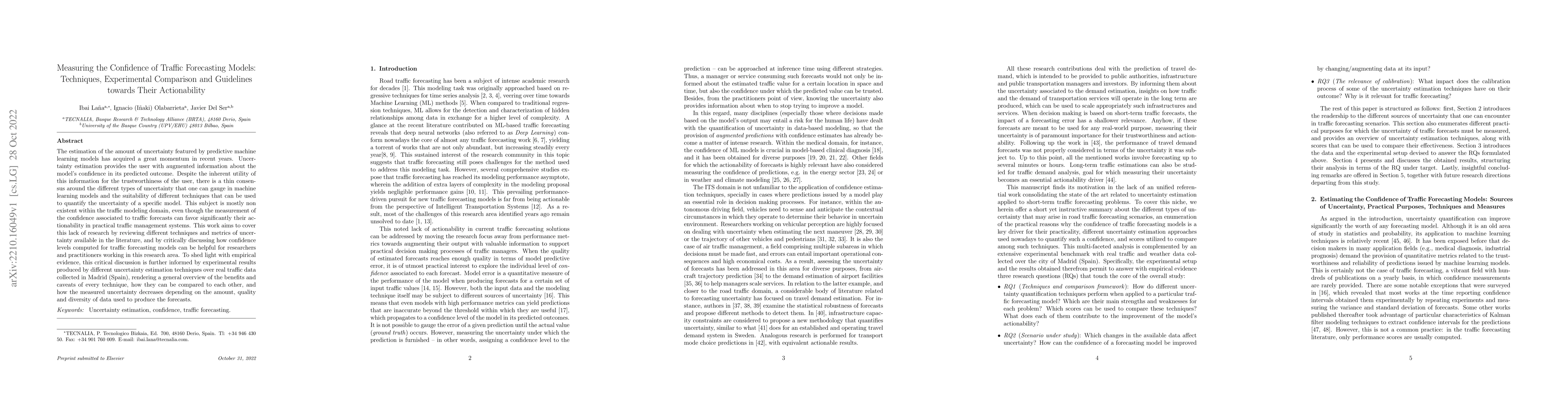 Thumbnail for Measuring the Confidence of Traffic Forecasting Models: Techniques,
  Experimental Comparison and Guidelines towards Their Actionability
