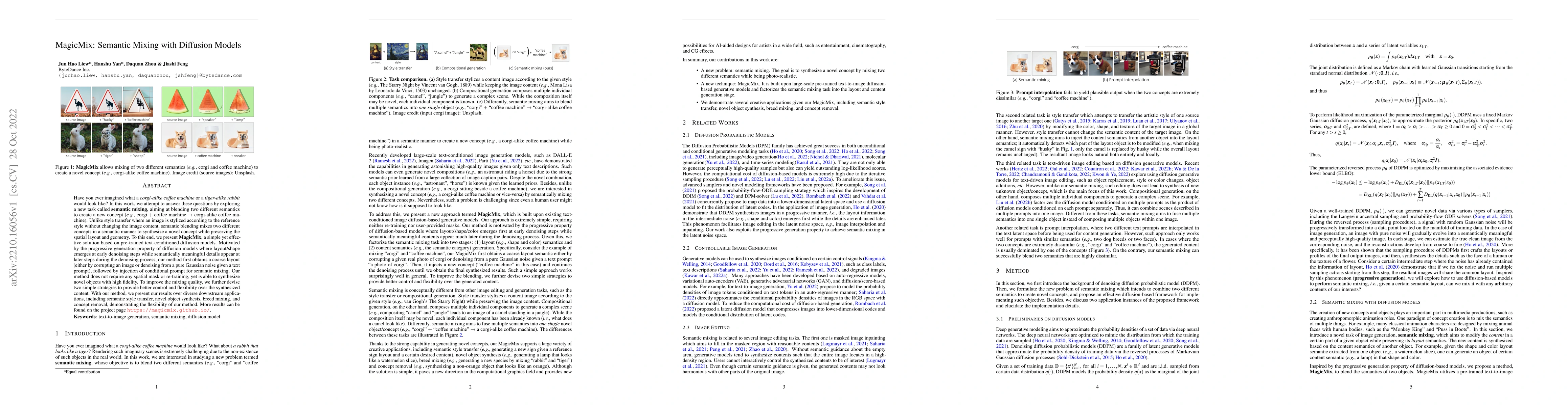 Thumbnail for MagicMix: Semantic Mixing with Diffusion Models