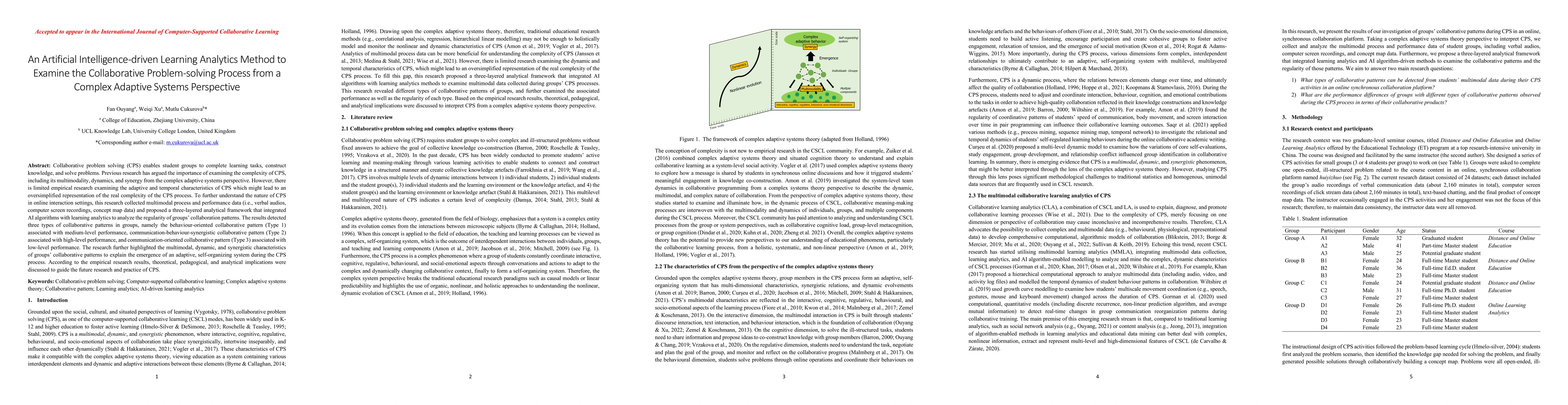 Thumbnail for An Artificial Intelligence driven Learning Analytics Method to Examine
  the Collaborative Problem solving Process from a Complex Adaptive Systems
  Perspective