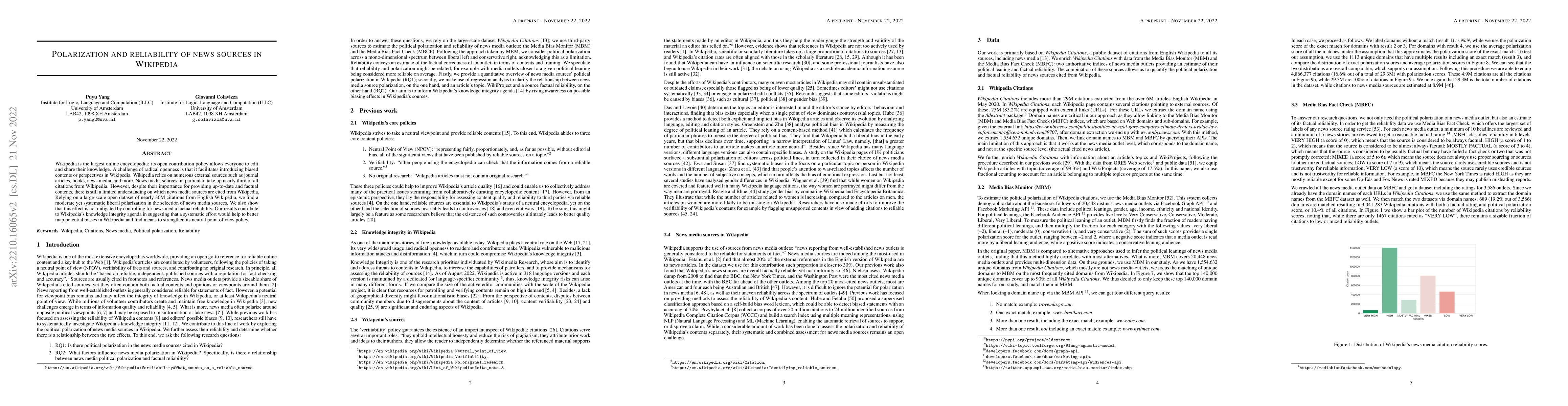 Thumbnail for Polarization and reliability of news sources in Wikipedia