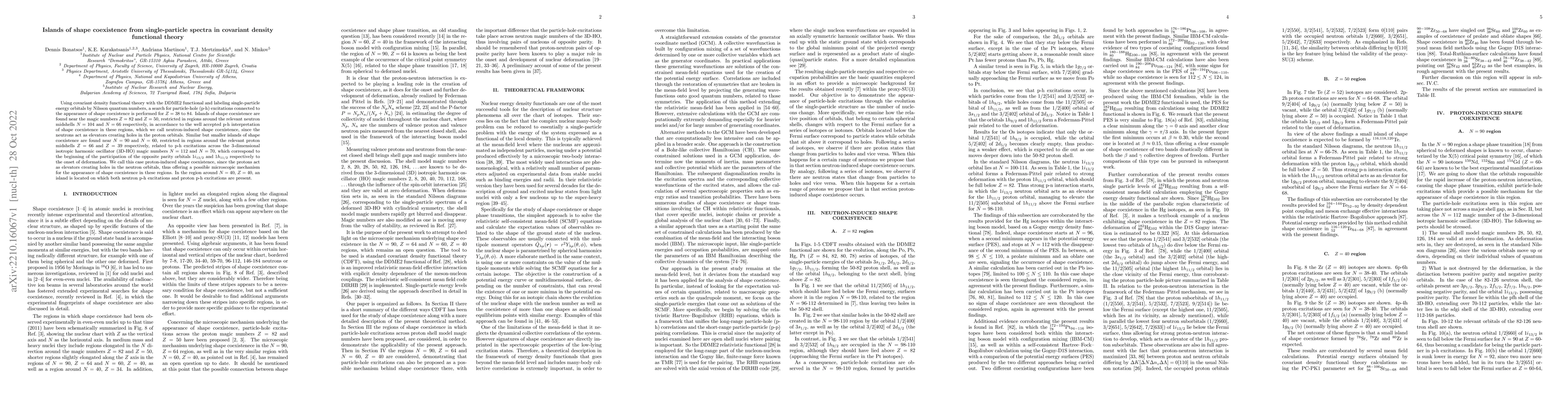 Thumbnail for Islands of shape coexistence from single-particle spectra in covariant
  density functional theory