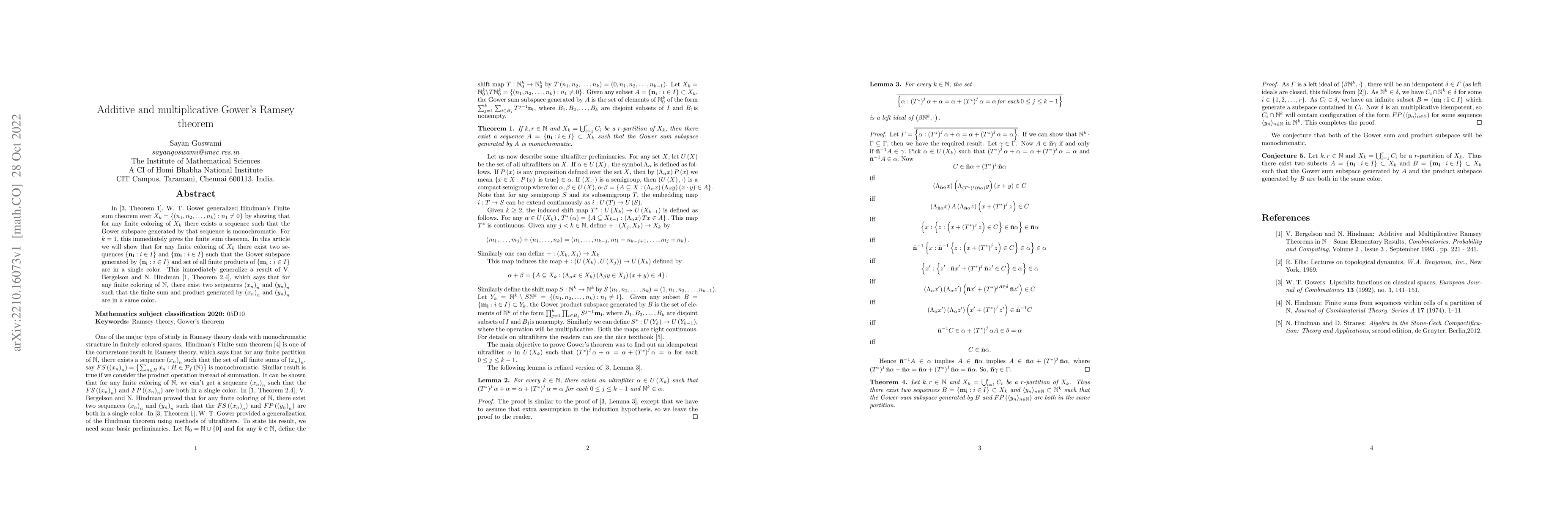 Thumbnail for Additive and multiplicative Gower's Ramsey theorem