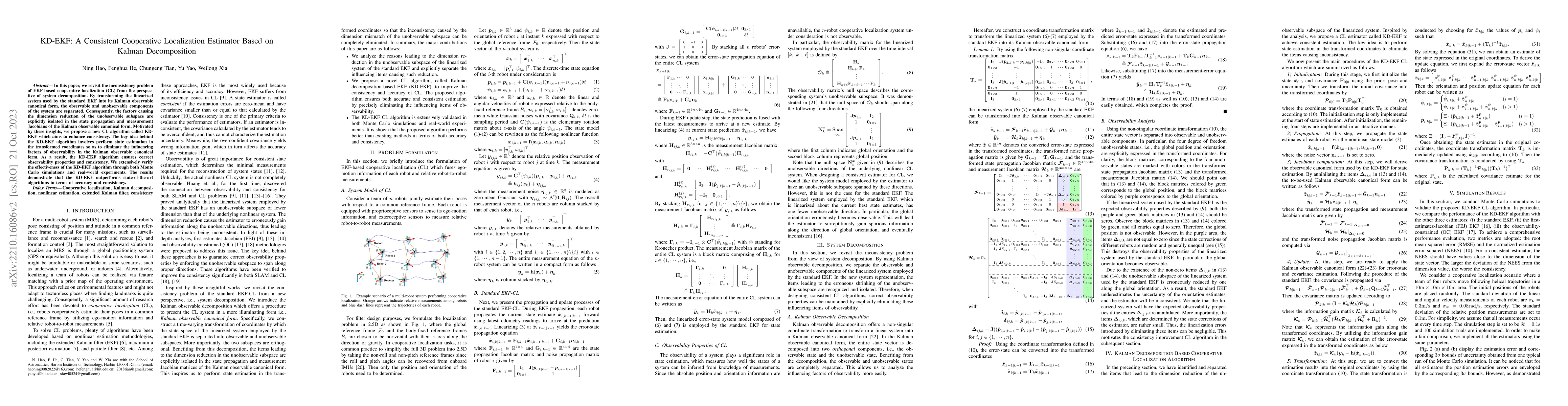 Thumbnail for KD-EKF: A Consistent Cooperative Localization Estimator Based on Kalman
  Decomposition