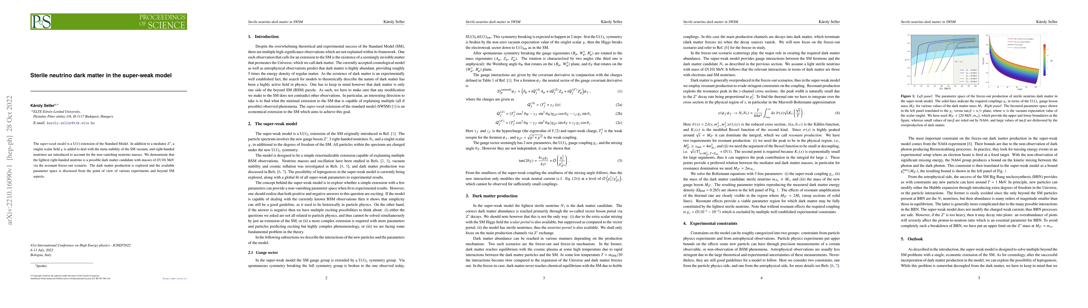 Thumbnail for Sterile neutrino dark matter in the super-weak model