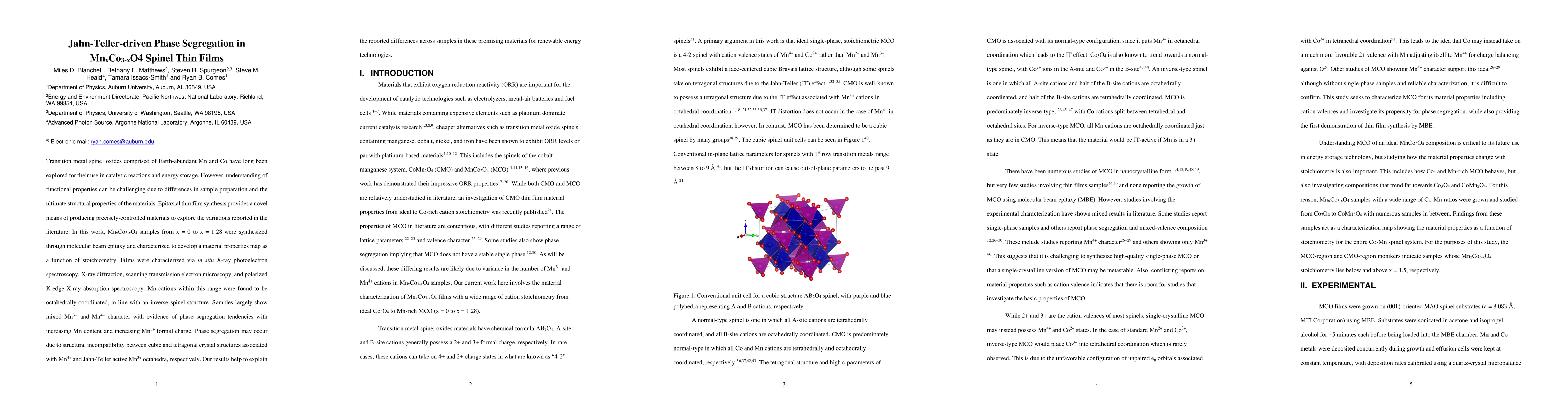 Thumbnail for Jahn-Teller-driven Phase Segregation in Mn$_{x}$Co$_{3-x}$O$_{4}$ Spinel
  Thin Films